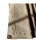 NOS Vintage Linen Napkin Set – Lot of 4 Beige Brown Embroidered MCM Dinner - $18.05