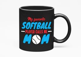 Make Your Mark Design Softball Player Calls Me Mom, Black 11oz Ceramic Mug - £16.24 GBP+