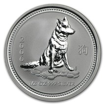 2006 Australia 50 Centesimi Serie 1 Lunar Anno Di The Dog 14.8ml Argento... - $63.63