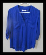 Calvin Klein Ladies Royal Blue Blouse Snap Front Closure &amp; Chest Pockets... - €16,88 EUR