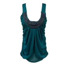 Charlotte Russe Womens Tank Top Green Sleeveless Scoop Neck Beaded Sequin M New - £22.32 GBP