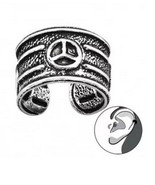 Peace sign sterling silver ear cuff - £11.07 GBP