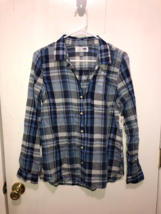 NWT Old Navy Womens Small Classic Fit Plaid Long Sleeve Shirt Lightweight NEW - £9.48 GBP
