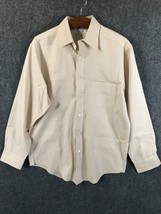 Turnbury Men&#39;s Button Up Shirt Size Medium Tan Long Sleeve 100% Cotton - $8.91