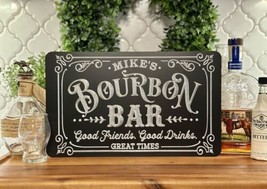 Custom Personalized Your Name Bourbon Bar Diamond Etched Metal 15x9 Sign Gift - £27.48 GBP