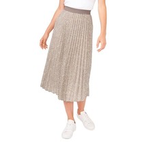 NWT Womens Size Large Vince Camuto Tan White Pull On Accordion Pleat Midi Skirt - £21.85 GBP