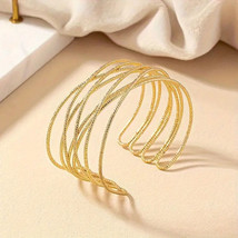 Glitter Open Wire Cuff Bangle Bracelet Gold - £10.47 GBP