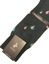 Punto Italian Mens Dress Socks Cotton 10-13 Dark Green Hot Air Balloon Italy  - $29.28