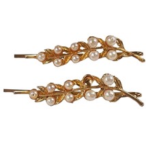 Decorative Bobby Pins Pear Gold Tone Leaves Plant Hair Accessory Hairpin Jewelry - £10.22 GBP