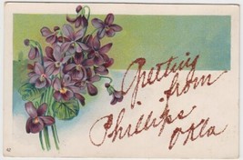 Phillips Oklahoma OK Greetings From Postcard Vintage Greenfield MO - $2.99