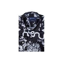 Mens Oscar Banks Brand Name Turkey Shirt Satin Floral European 6425 Black white image 5