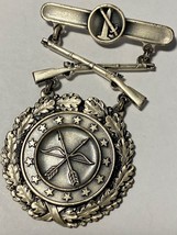 Military District Of Wash, Excellence In Competition, Rifle, Silver, Badge, Pb - $44.55