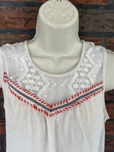 Ivory Embroidery Tank Top Small Sleeveless Shirt Gauze Blouse Rewind - £5.29 GBP