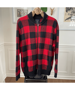 American Eagle Red Black Buffalo Plaid Sweater Baseball Jacket Coat XXL - $44.64 CAD