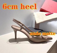 V Logo Women Designer Sandals  V Decoration Pointed Toe High Heel Sandals 4cm 6c - £46.94 GBP