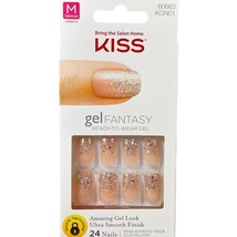 NEW Kiss Nails Gel Fantasy Press or Glue Manicure Medium Silver Glitter ... - £10.93 GBP