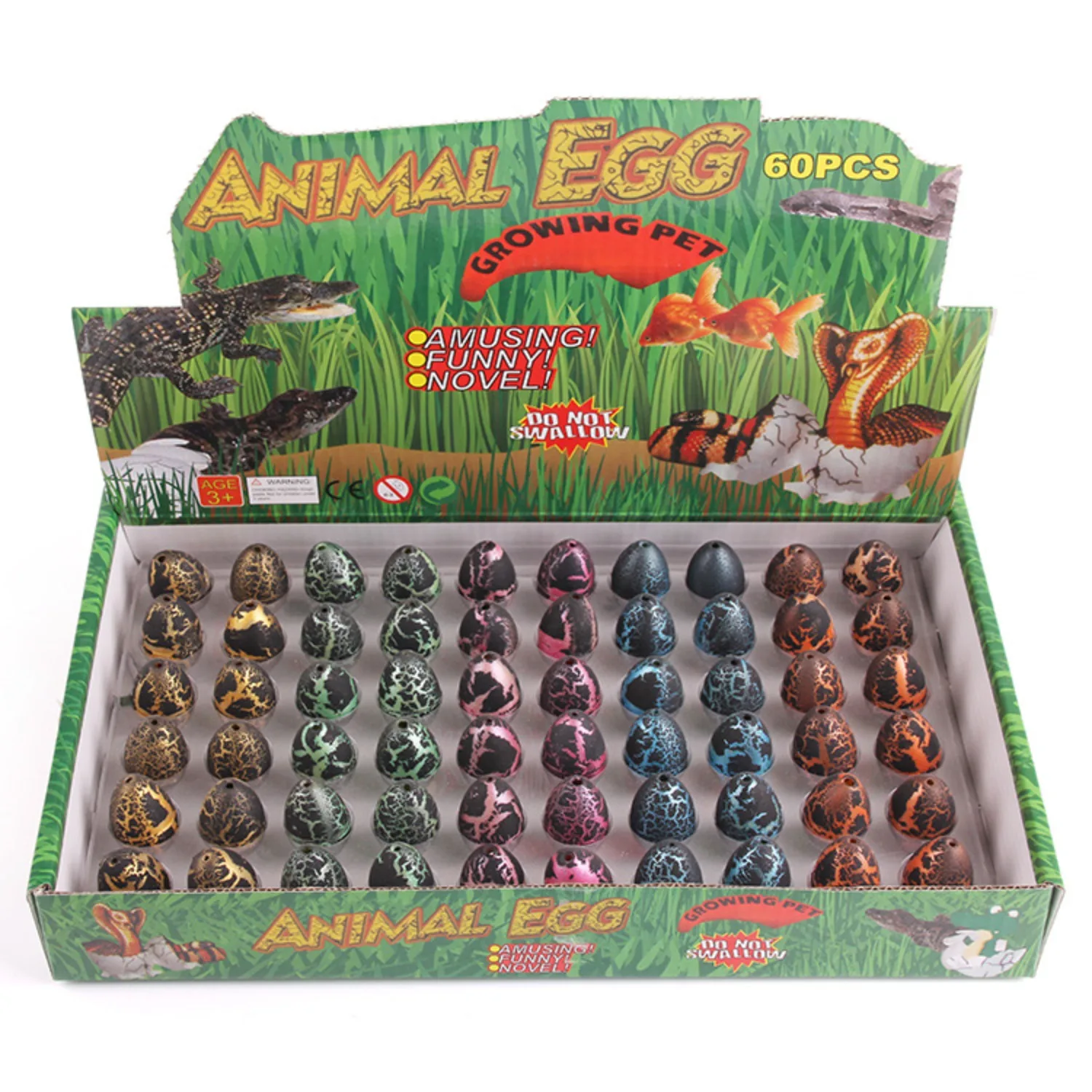 60pcs/Box Magic Water Hatching Inflation Growing Dinosaur Eggs Toy For Children - £21.77 GBP
