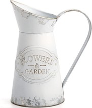 Soujoy Rustic Shabby Chic Vase, Farmhouse Galvanized Flower Vase, Metal Milk Jug - £25.29 GBP