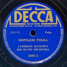 Lawrence Duchow&#39;s Red Raven Orch 78 Hopeless Polka / Auf Wiedersehen B10 - $7.97