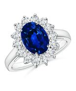 Angara Lab Grown Blue Sapphire Ring with Lab Diamond Halo in 14K Gold (9... - $3,293.10