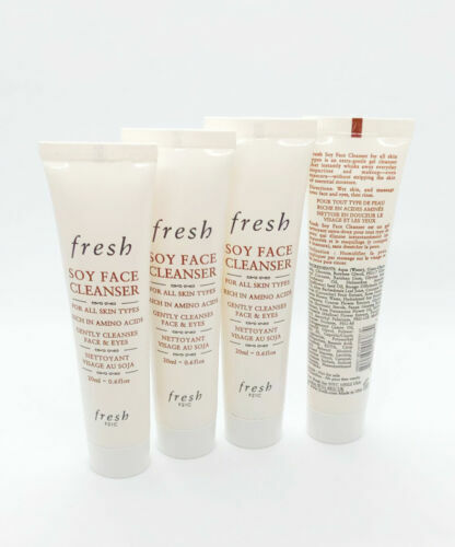 Lot of 4 NEW Fresh Soy Face Cleanser Face & Eyes Makeup 0.67oz / 20ml Travel Sz - $25.32