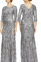 Alex Evenings $398 Women&#39;s Long Evening Sequin Dress 3/4 Sleeves Sz 12 L... - £73.24 GBP