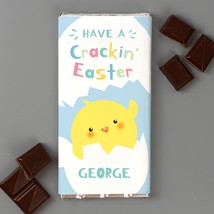 Personalised Chocolate Bar Easter Chick Cracking Gift Milk Chocolate - £6.38 GBP