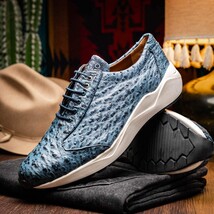 Marco Di Milano Genuine Ostrich Skin Luxury Sneaker Shoes Varenna Blue Jeans image 4