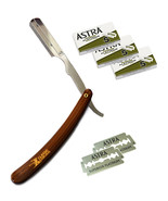 Stainless Steel Straight Edge Barber Razor with 15 Astra Double Blades (... - $19.76 CAD