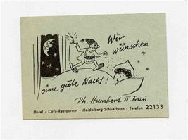 Gute Nacht Card We Wish You a Good Night Hotel Heidelberg Schlierbach Ge... - £10.68 GBP