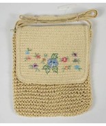 CAPPELLI STRAWORLD WOVEN STRAW WORLD CROSSBODY PURSE BOHO FLOWERS SEQUIN... - $12.66
