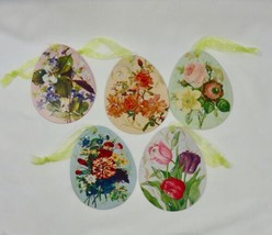 Vintage Style Easter Egg Floral Flower Design Spring Ornaments Set/5 Decorations - £10.26 GBP