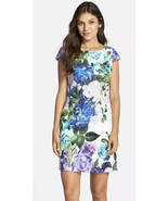 NWT Women&#39;s Eliza J Cap Sleeve Floral Jacquard Cotton Shift Dress Sz 8 - £34.82 GBP