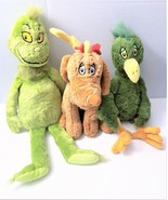 Dr. Seuss Plush Toy Lot of 3 - Grinch, Max &amp; Green Bird Kohl&#39;s Cares Toys - £21.97 GBP