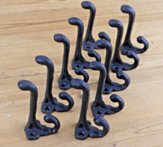 10 Cast Iron BLACK School Style Coat Hooks Hat Hook Hall Tree Restoratio... - $24.99