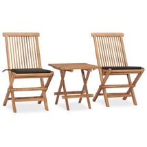 vidaXL 3 Piece Folding Patio Dining Set with Cushion Solid Teak Wood - £204.92 GBP