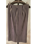 NWT J Crew Navy Blue White Striped Midi Pencil Skirt Misses Size 4 - £23.70 GBP