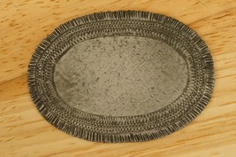 Vintage Dollhouse Doll House Metal Decor AM Fine Pewter Oval Rug 3&quot; x 2-1/8&quot; - £15.73 GBP