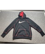 Nike Therma-Fit Black Red Hoodie Sweatshirt Men&#39;s Size L Logo KG JD - $280.61 MXN