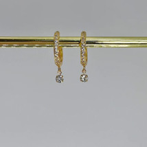 Moissanite Huggie hoop, Minimalist gold earrings dainty hoops 14k gold earrings - £725.96 GBP