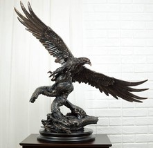 Ebros 25&quot;H Majestic Bald Eagle Swooping Over Tree Electroplated Resin Statue - £304.54 GBP