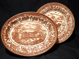 Vintage English Ironstone SUMMER ON THE HOME FARM 2-Piece Plate &amp; Platte... - $23.74