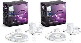 Philips Hue 2-Pack Bluetooth Smart Lightstrip Plus 2m/6ft Base Kit with Plug, - £197.91 GBP