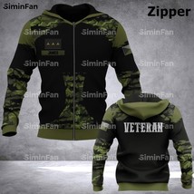 Czech Veteran Soldier 3D Printed Hoodie Men Zipper Jacket Hooded Pullover Swea - £91.66 GBP