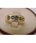 Antique Unisex Enameled  3 Diamonds Wedding Band 14kt Yellow Gold  Ring - £670.94 GBP