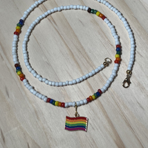 Beaded Necklace With LGBTQ+ Flag - Beaded Necklace With LGBTQ+ Flag - $35.00