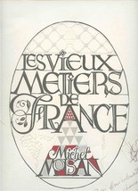 Les Vieux Metiers de France Menu Cover Michel Moisan signed Paris France  - $47.52