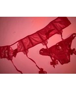 Victoria&#39;s Secret BOMBSHELL S panty+garter SET RED mesh bows CRYSTALLIZED - £95.18 GBP