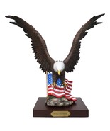 Large Wings Of Glory Bald Eagle Flying Over American Flag Statue With Ba... - $176.57 CAD