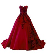 Plus Size Gothic Black Lace Long Ball Gown Prom Evening Dresses Wine Red... - $185.02